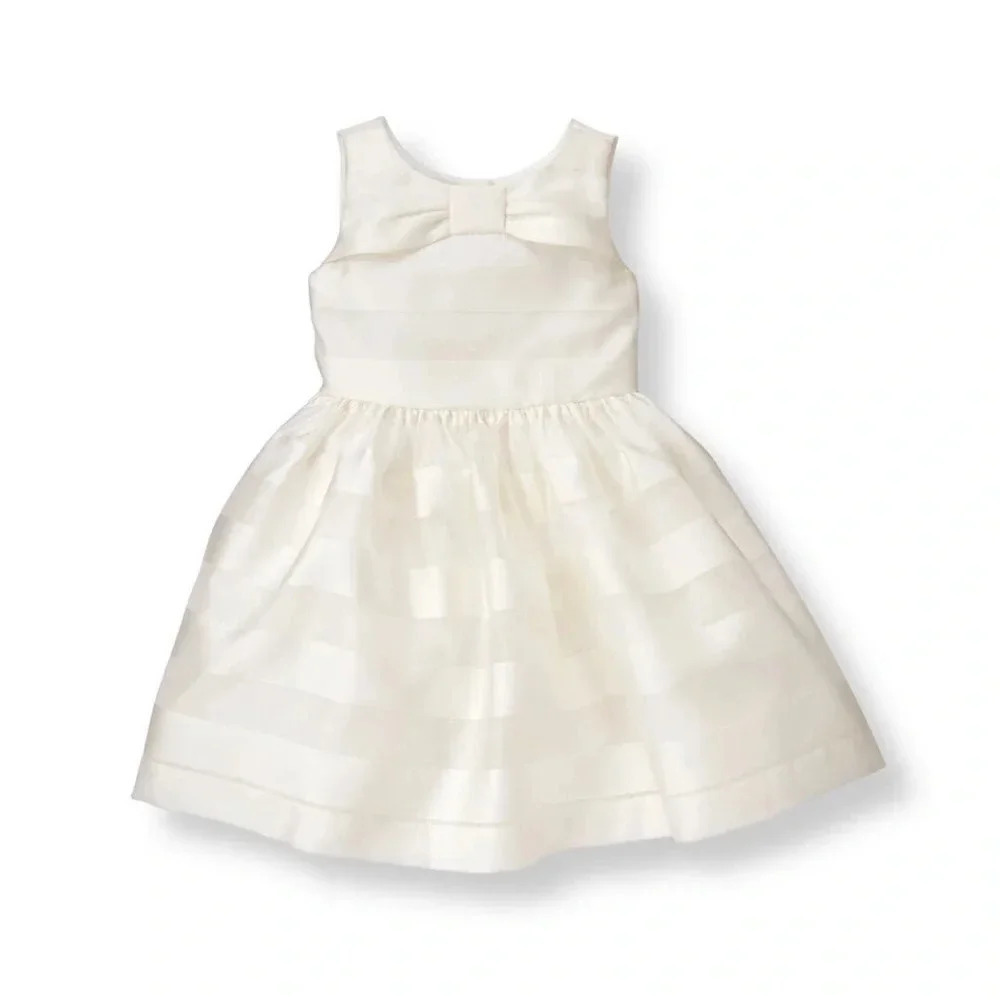 Janie and Jack Special Occasion dress ivory stripe‎ organza sleeveless 3 years